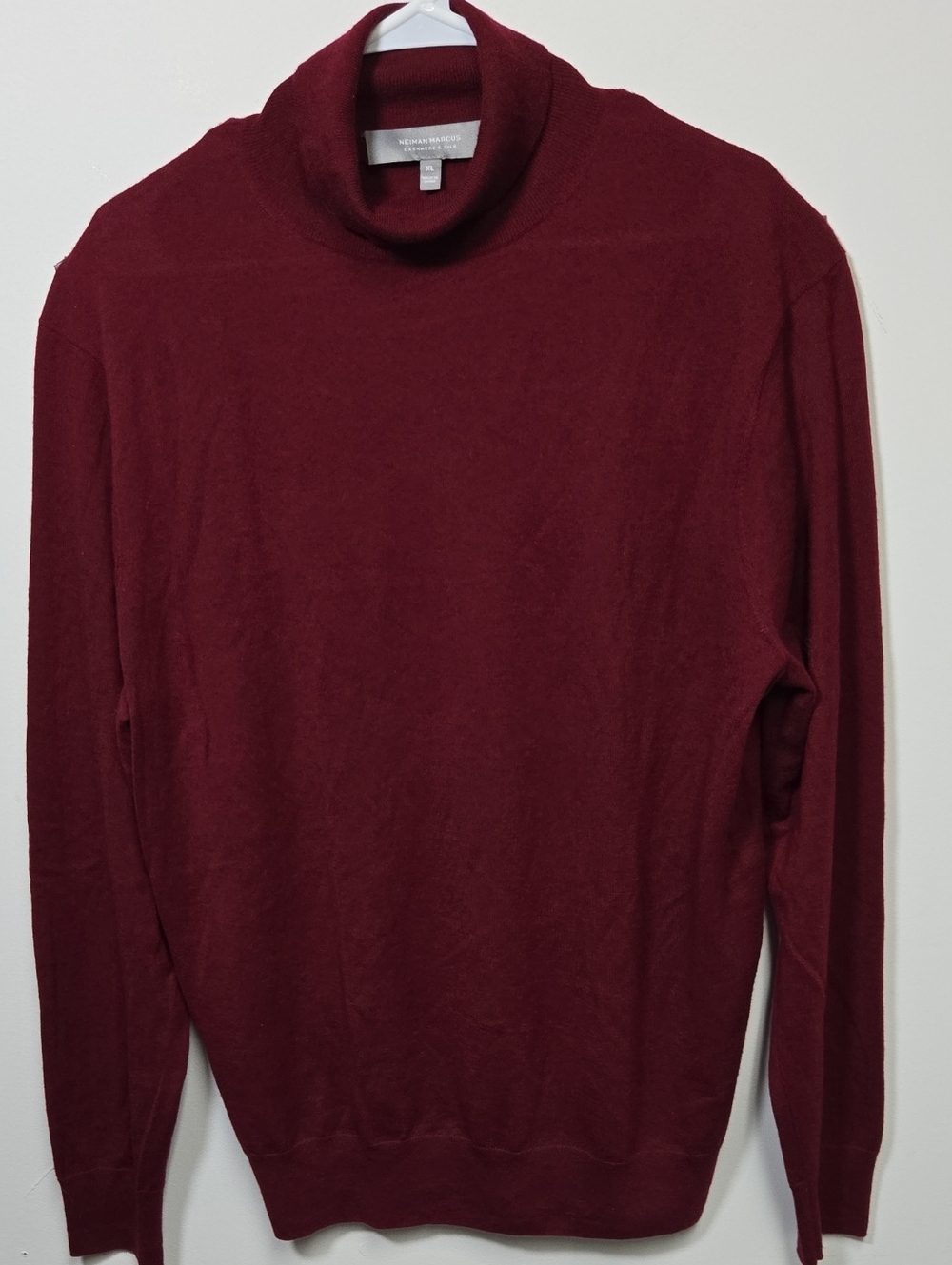 Unisex Neiman Marcus Casmere Silk Turtleneck Sweater Burgundy Size XL